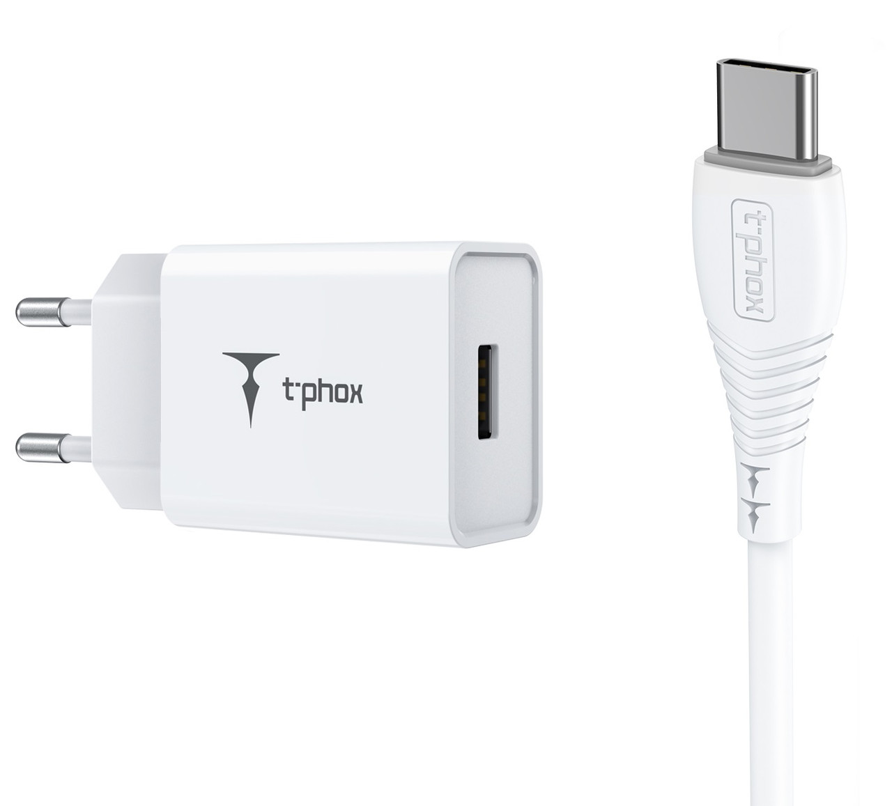 Мережевий зарядний пристрій T-PHOX Mini 12W 2.4A + Type-C Cable 1.2m White