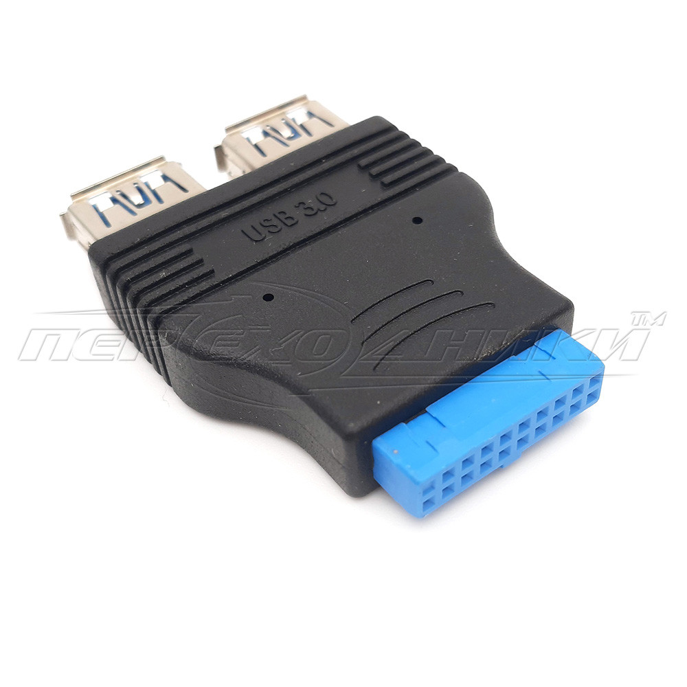 Переходник USB 3.0 20pin to 2 port USB 3.0 (F), внутренний - фото 1 - id-p1428472986