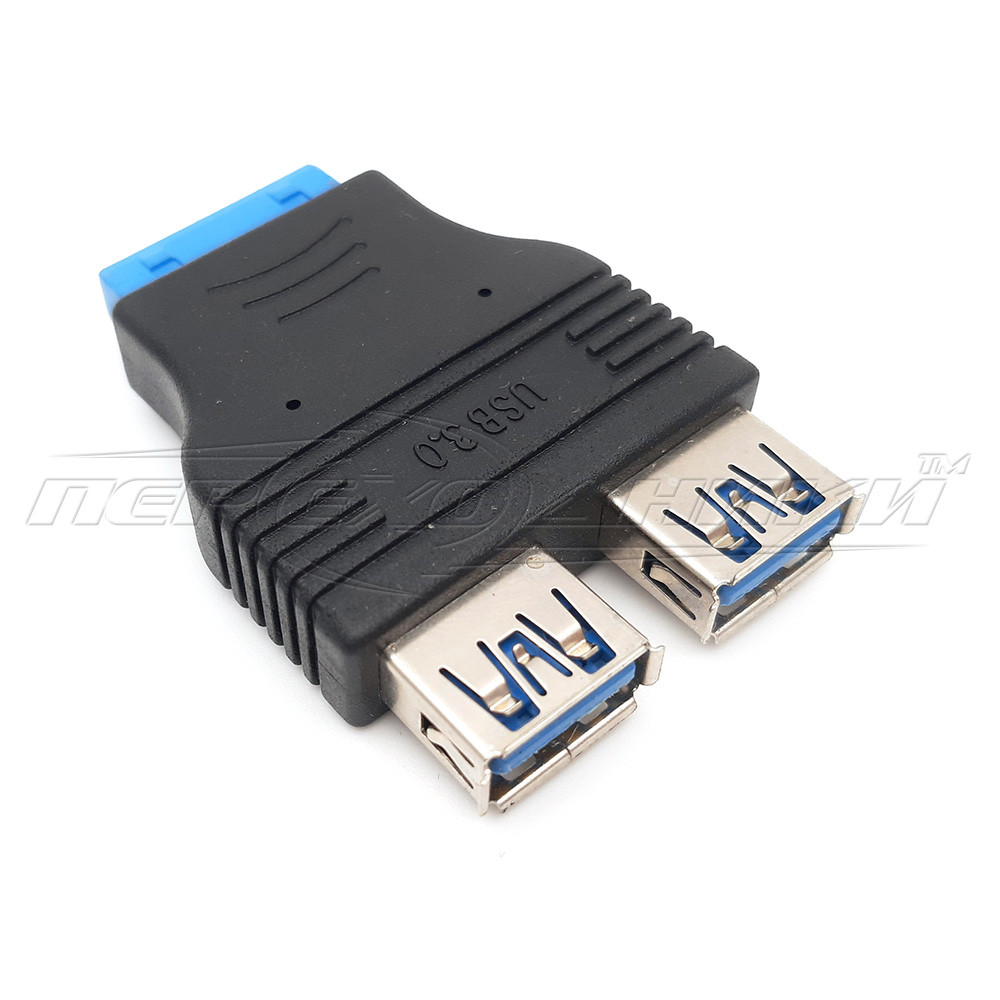 Переходник USB 3.0 20pin to 2 port USB 3.0 (F), внутренний - фото 2 - id-p1428472986