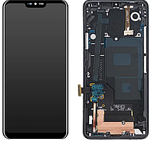 Дисплей (екран) для LG G710 G7 ThinQ/G7 Plus + тачскрін, чорний, з передньою панеллю, New Aurora Black,