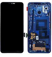 Дисплей (екран) для LG G710 G7 ThinQ/G7 Plus + тачскрін, чорний, з передньою панеллю синього кольору, New Moroccan
