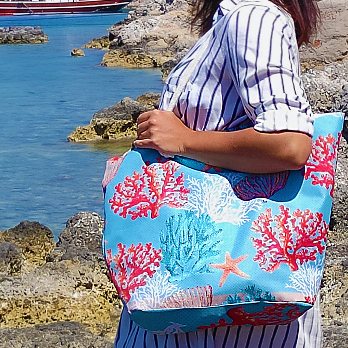 Сумка пляжна Malibu Коралы 50х36х15 см (MAL_20J049), фото 1