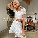 Річний спідничний костюм з топом бюст'є і розкльошеною спідницею з білої прошвы (р. S, M, L) 68101873, фото 6