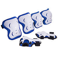 Комплект защиты 3 в 1 для роликов скейта Record Sport Edition SK-6328 размер M (8-12лет) синий-белый