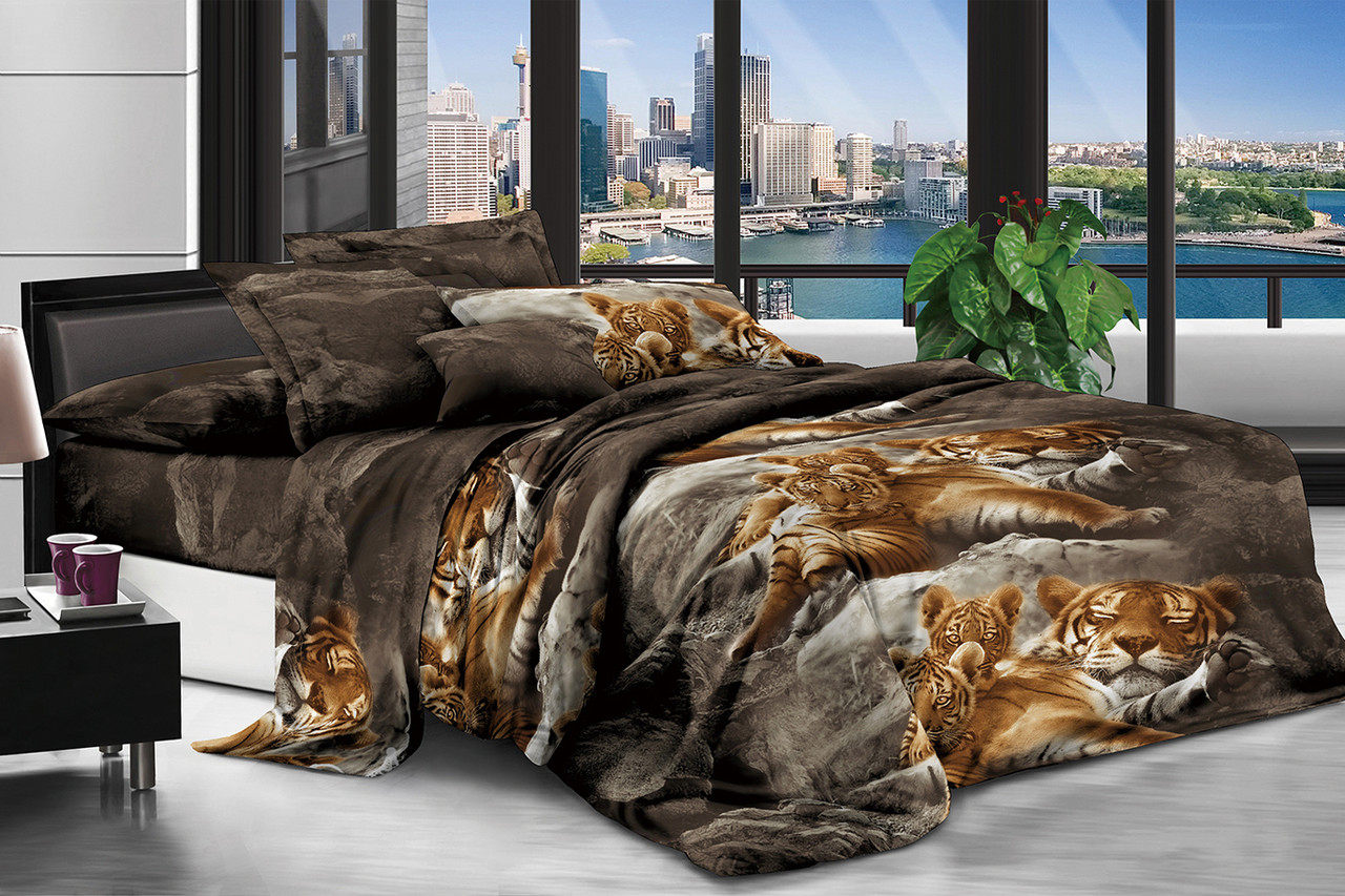 Двоспальна постільна білизна 180*220 Бязь бавовна поліестер (6076) бюджетна постільна білизна, фото 1