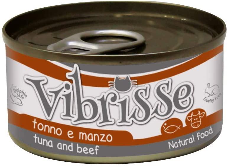 Блок консервованого корму для котів з тунцем і яловичиною в соусі Croci Vibrisse 24*70 г, фото 1