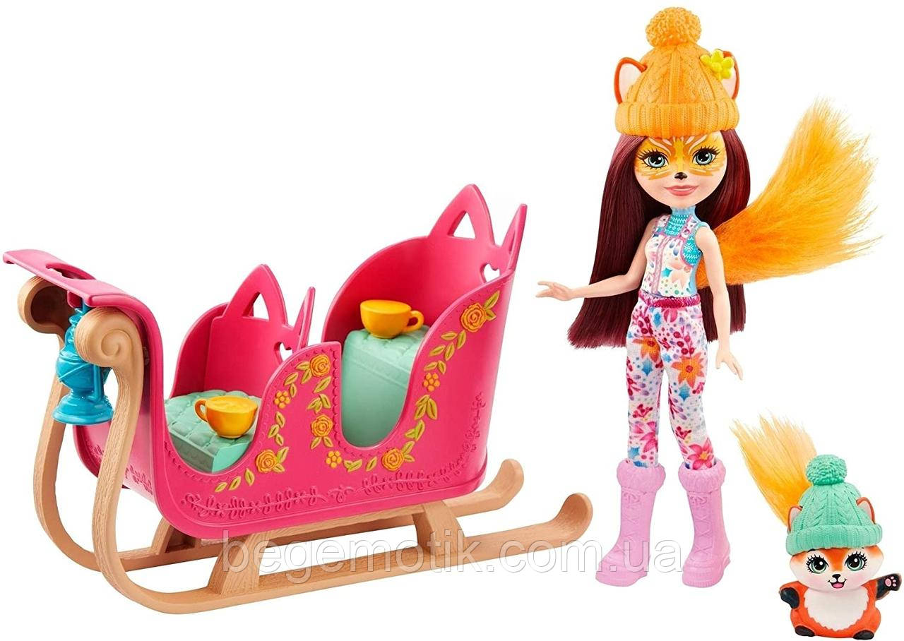 Енчантималс Зимові сані Лисички Феліситі Enchantimals Snowtastic Sled Set with Felicity Fox Doll Mattel GJX31