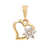 Підвіска "Квіточка на контурі серця" лимонна позолота