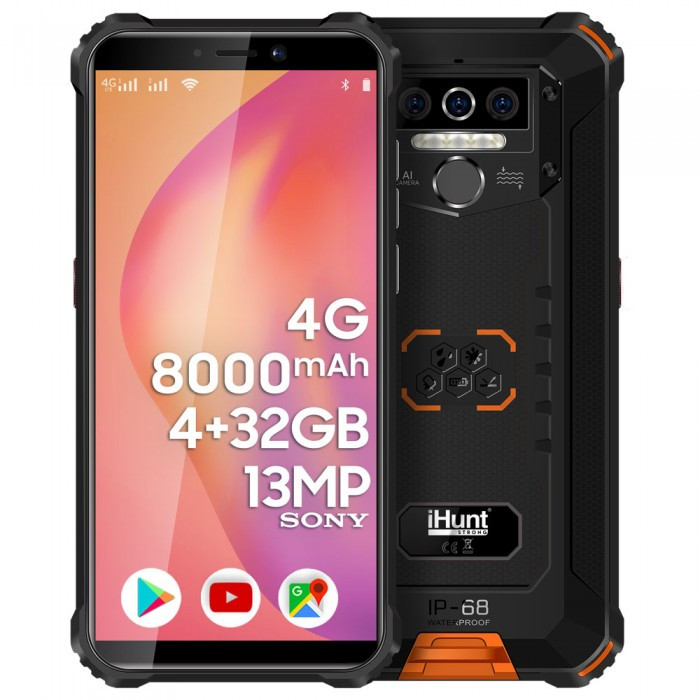 Протиударний телефон захищений водонепроникний смартфон  iHunt TITAN P8000 PRO 2021 Orange