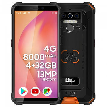 Протиударний телефон захищений водонепроникний смартфон  iHunt TITAN P8000 PRO 2021 Orange