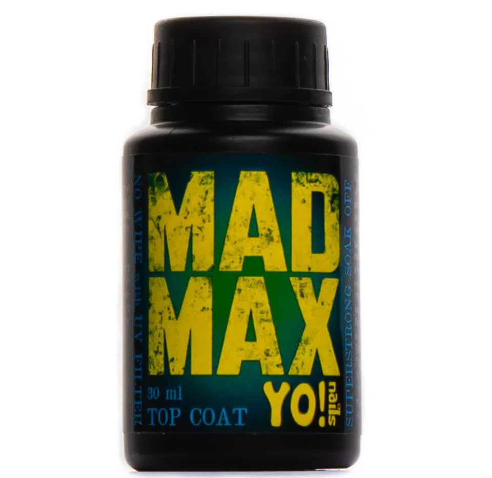 Топ для гель-лаку без липкої кулі Yo Nails Mad Max Top Coat з УФ фільтром, 30 мл