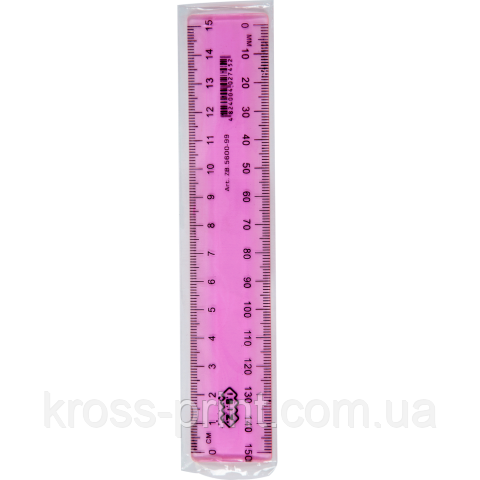 Лінійка пластикова 15 см, тонована, асорті, SMART Line