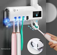 Держатель зубных щеток с автоматическим дозатором для зубной пасты и УФ-Стерилизатор 3 в 1
