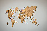 Карта мира на стену многослойная из дерева 150х90 см