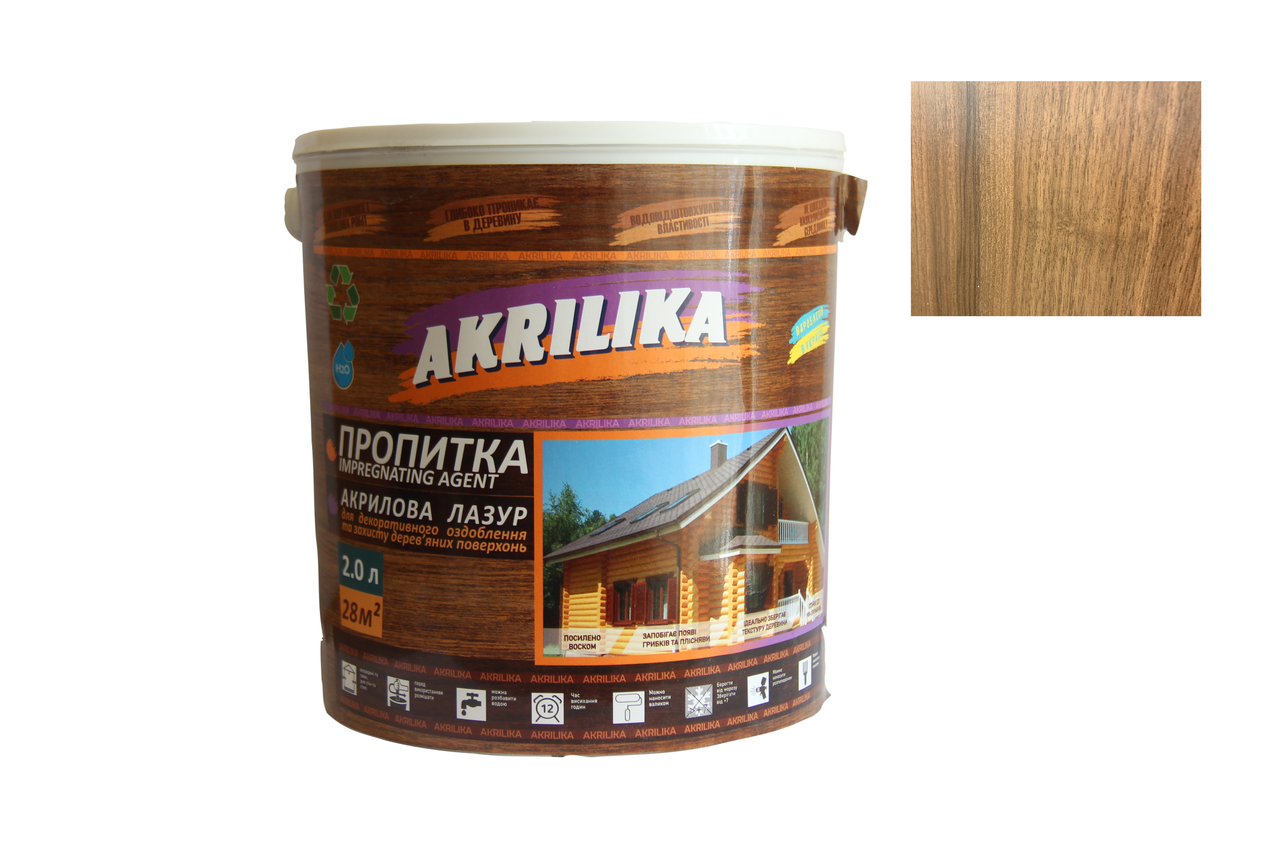 Акрилова лазур для дерева Impregnant Agent Akrilika горіх 2 л