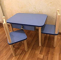 Дитячий столик і 1 стілець з ящиком від виробника дерева і ЛДСП стілець синій п 0008