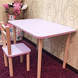 Дитячий столик і 1 стілець від виробника дерева і ЛДСП стілець-стол стіл білий о 0088 40 см або 50 см., фото 3