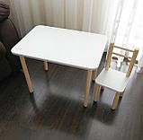 Дитячий столик і 1 стілець від виробника дерева і ЛДСП стілець-стол стіл білий о 0088 40 см або 50 см., фото 4