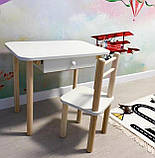 Дитячий столик і 1 стілець від виробника дерева і ЛДСП стілець-стол стіл білий о 0088 40 см або 50 см., фото 8