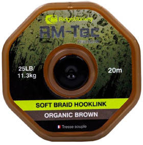 Поводковый матеріал RidgeMonkey RM-Tec Soft Braid Hooklink Organic Brown 25lb 20м