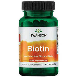 (уцінка термін по 7.24) Біотин Swanson Biotin 5000 мкг 30 капс.