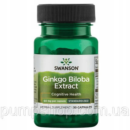 Гінкго Білоба Swanson Ginkgo Biloba 60 мг 30 капс., фото 2