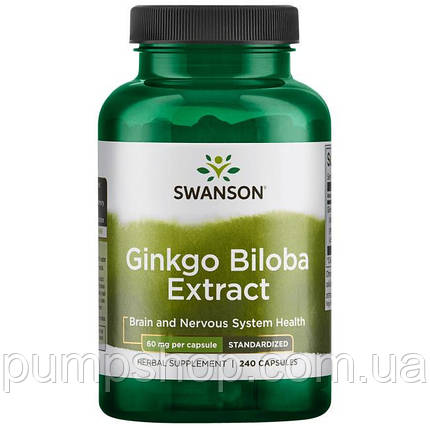 Гінкго Білоба Swanson Ginkgo Biloba 60 мг 240 капс. (уцінка термін по 4.23), фото 2
