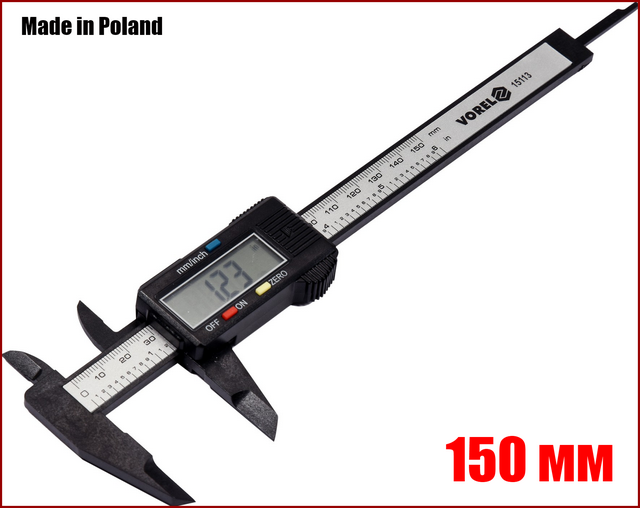 Штангенциркуль електронний 150 мм 0.1 мм пластик Vorel 15113