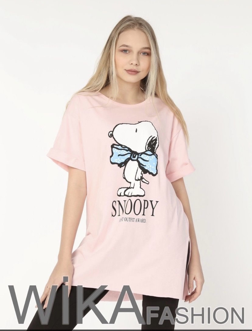 Удлиненная женская футболка-туника со Snoopy 42-46 (в расцветках)