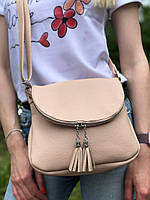 Женская кожаная сумка кросс-боди среднего размера, цвета в ассортименте Нюд