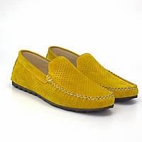 Желтые мужские мокасины замшевые с перфорацей летняя обувь большой размер Rosso Avangard 708 Alberto Lemon BS