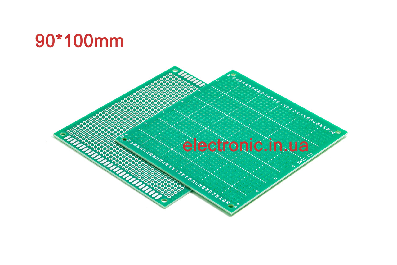 Макетна плата універсальна одностороння 90*100 мм; крок 2,54 мм.