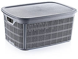 Корзина "JUTE" прямокутна з кришкою з ручками (33*22*15 см) 10 л., AKAY Plastik Туреччина АК 601