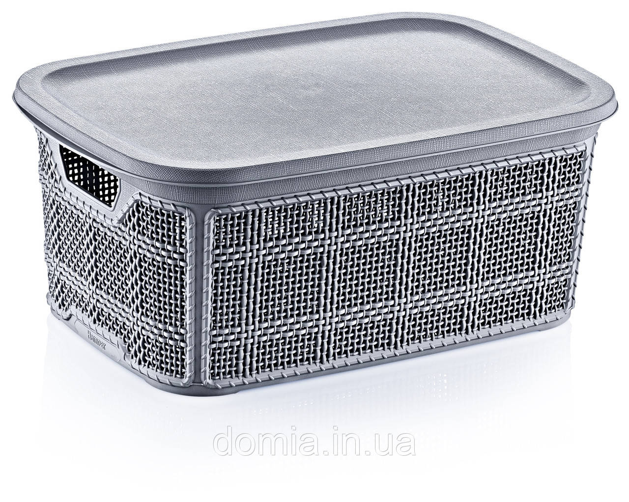 Кошик для дрібниць "JUTE" прямокутний з кришкою з ручками (21*14*10 см) 2.5 л., AKAY Plastik Туреччина АК-599