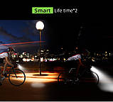 Яскрава велосипедна фара 2x T6 LED 400LM, Smart, з сигналом, акумулятор 2000mAh, зарядка від USB, вело ліхтар, фото 10