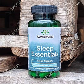 Для сну Swanson Sleep Essentials (includes Gaba and Melatonin, Габа і Мелатонін) 60 капсул