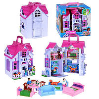 Ляльковий будиночок з меблями і фігурками, ляльковий будинок, будинок для ляльки, будиночок розкладний