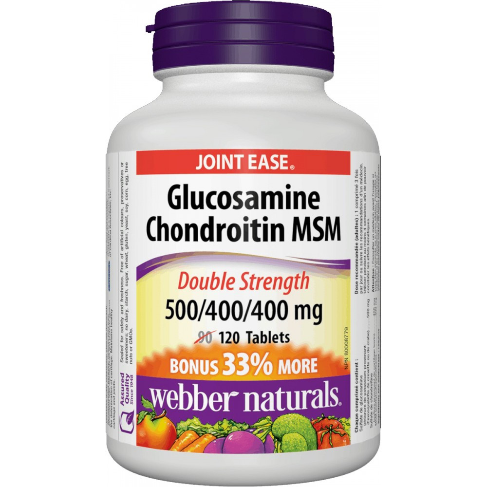 Для суглобів і зв'язок Weber Naturals Glucosamine Chondroitin MSM D. S. 500/400/400mg 120 таблеток