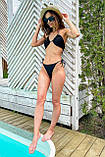 ✔️ Якісний стильний купальник із зав'язками 42-48 розміри чорний, фото 6