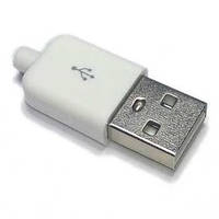 Штекер USB тип A, разборный, под кабель, баккелит, белый