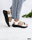 Білі шкіряні босоножки на чорній підошві, фото 9