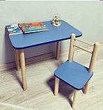 Дитячий столик і 1 стілець від виробника дерева і ЛДСП стілець-стол стіл білий А3458 40-50 см., фото 6