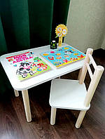 Дитячий столик і 1 стілець від виробника дерева і ЛДСП стілець-стол стіл білий А3458 40-50 см.