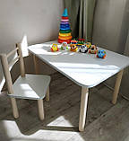 Дитячий столик і 1 стілець від виробника дерева і ЛДСП стілець-стол стіл білий А3458 40-50 см., фото 4