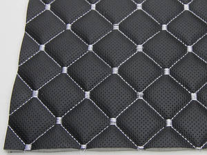 Прошитий шкірозамінник для автомобілів дубльований поролоном і Флізліном. «Ромб».Турецького виробництва.