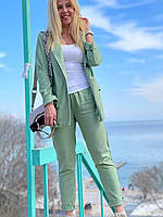 Брючный женский костюм из льна пиджак и штаны размеры 42-44, 44-46, 48-50, 52-54 (расцветки)