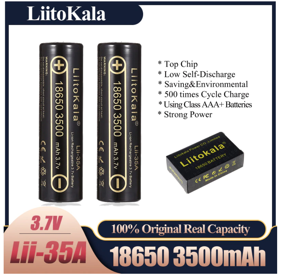 Литій-іоновий акумулятор LitoKala Liii-35A 18650 3500mAh 3.7V перезаряджена батарея 10A оригінал