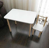 Детский столик и 1 стул от производителя Дерево и ЛДСП стул-стол столик белый п 43455