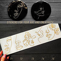 Наліпки колір золото "Faces" Обличчя. Art Resin Stickers. Вид на вибір. Для техніки ResinArt: номер 71