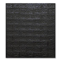 Панели для стен, Декоративная 3D панель самоклеющаяся под кирпич Черная 700х770х5мм